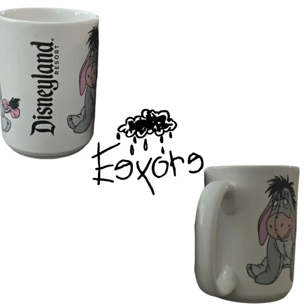 Disney Eeyore Coffee Mug Winnie the Pooh White Glitter Character Cup Vintage